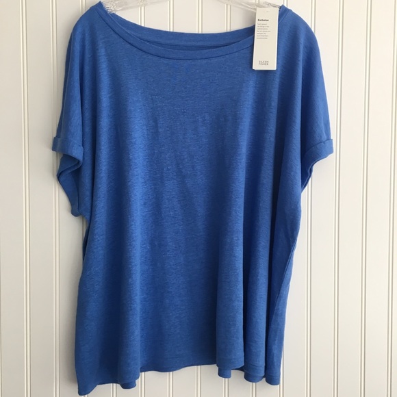 Eileen Fisher Tops - Eileen Fisher blue 💯% organic linen top SIZE L